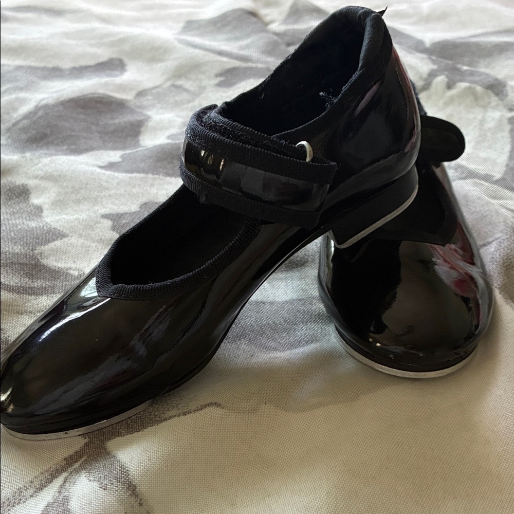 Freestyle Black Patent Kids Tap Dance Shoes Sz 10